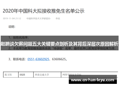 赵鹏谈欠薪问题五大关键要点剖析及其背后深层次原因解析